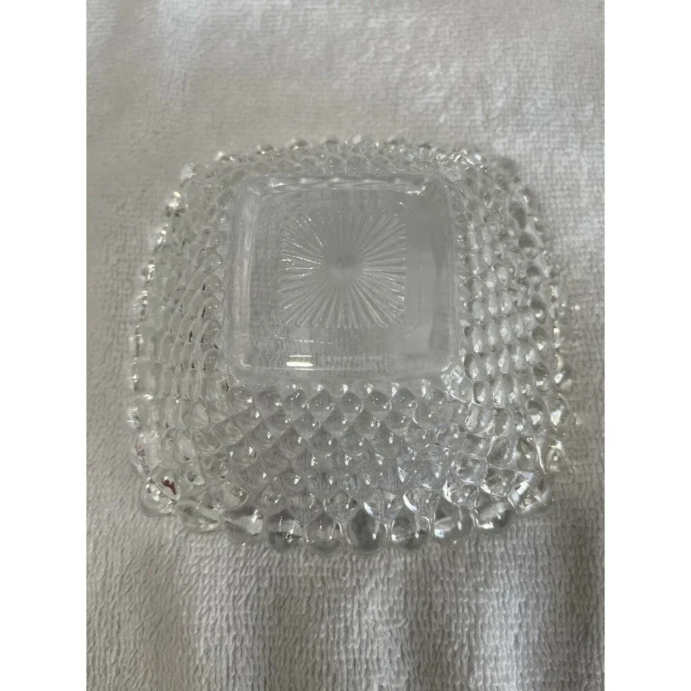 Vtg MCM Hobnail Pressed Glass Clear Dessert Nut Dishes Bowls Set‎ Of 8 Classic